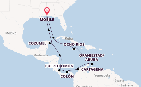 Karibik ab Mobile, Alabama, USA auf der Carnival Valor