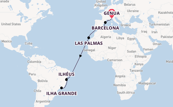 trans-Atlantisch vanaf Genua, Italië met de MSC Divina