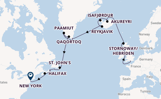 trans-Atlantisch vanaf Southampton (Londen), Engeland met de Explora V