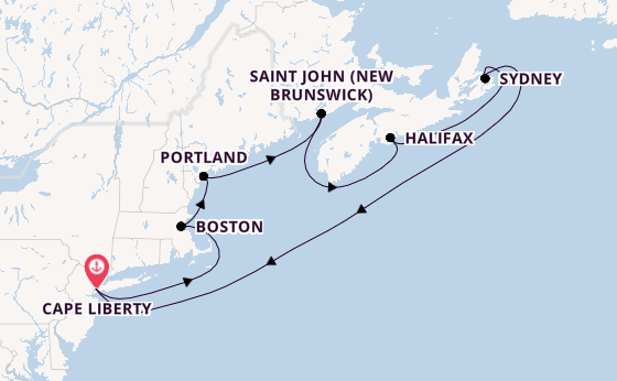 Amerikaanse Oostkust vanaf Cape Liberty, New Jersey met de Independence of the Seas