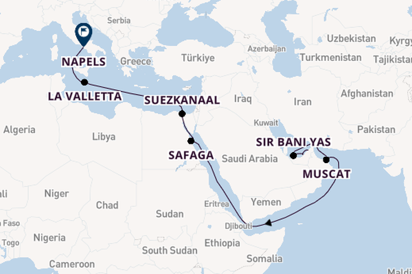 Midden-Oosten vanaf Dubai, Verenigde Arabische Emiraten met de MSC World Europa