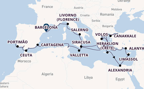 Mediterranean Sea from Lisbon, Portugal with the Azamara Journey
