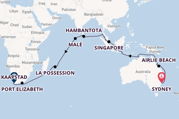 Zuidoost-Azië vanaf Sydney, Australië met de Volendam