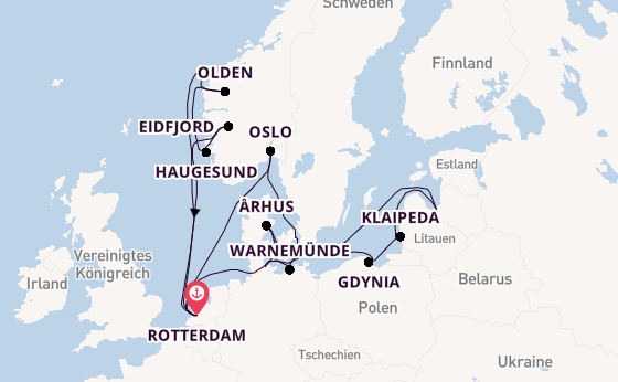 Norwegen ab Rotterdam, Niederlande auf der Rotterdam