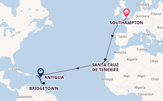 Caribbean from Southampton, England with the Arvia