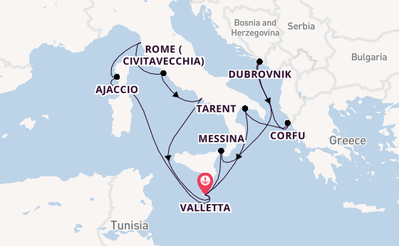 Western Mediterranean from Valletta, Malta with the Azura
