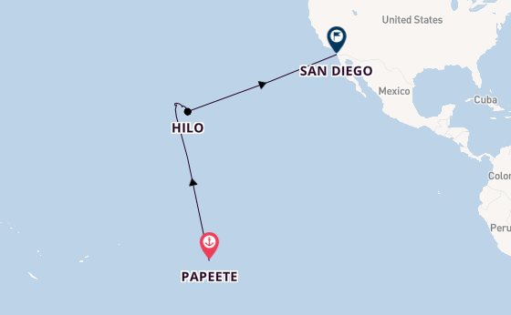 Hawaii from Papeete, Tahiti, French Polynesia with the Silver Whisper