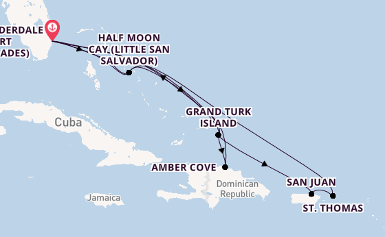 Caribbean from Fort Lauderdale (Port Everglades), Florida, USA with the Nieuw Statendam