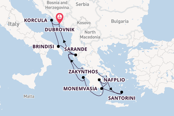 Eastern Mediterranean from Dubrovnik, Croatia with the Seabourn Quest