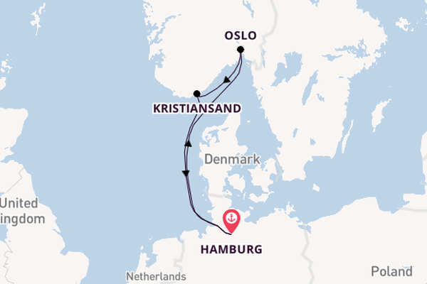 Noorwegen vanaf Hamburg, Duitsland met AIDAnova