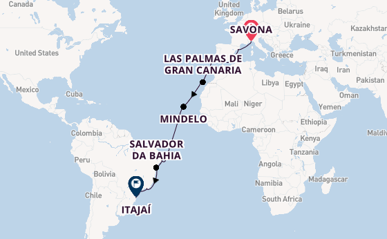 Transatlantic from Savona, Italy with the Costa Diadema
