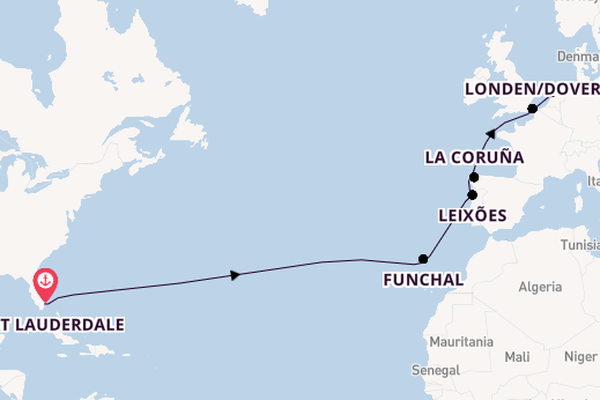 trans-Atlantisch vanaf Fort Lauderdale, Verenigde Staten met de Celebrity Eclipse