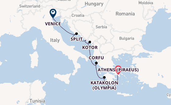 Eastern Mediterranean from Athens (Piraeus), Greece with the Viking Sea