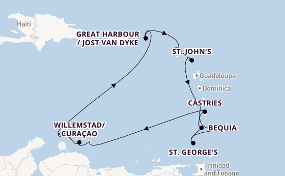 Southern Caribbean from Bridgetown, Barbados with the Silver Spirit