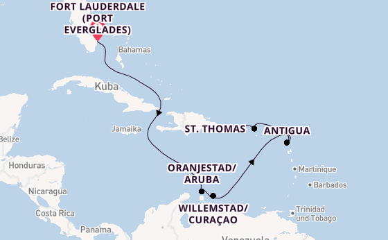 Karibik ab Fort Lauderdale (Port Everglades), USA auf der Crown Princess