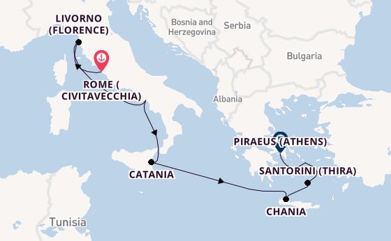 Mediterranean from Rome (Civitavecchia), Italy with the Scarlet Lady