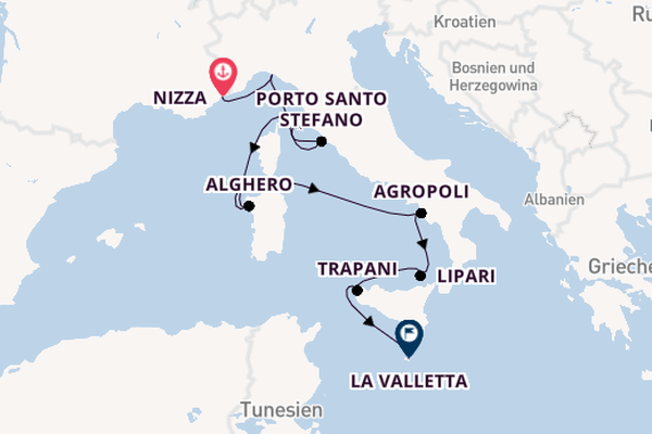 Westliches Mittelmeer ab Nizza, Frankreich auf der Silver Whisper