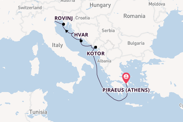 Eastern Mediterranean from Piraeus (Athens), Greece with the Azamara Onward