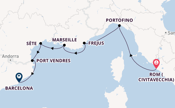 Westliches Mittelmeer ab Civitavecchia (Rom), Italien auf der Seabourn Ovation