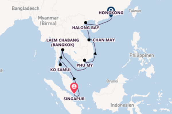 Entdecken Sie Singapur, Halong Bay und Hongkong