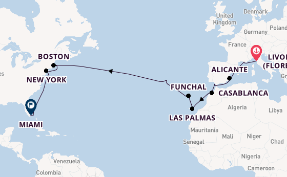 Transatlantic from Livorno (Florence), Italy with the MSC Meraviglia