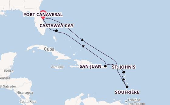 Caribbean vanaf Port Canaveral, Verenigde Staten met de Disney Fantasy
