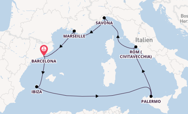 Westliches Mittelmeer ab Barcelona, Spanien auf der Costa Smeralda