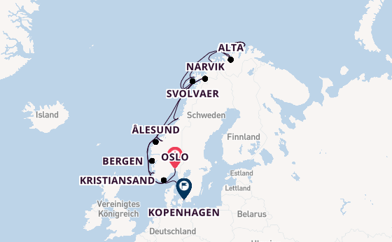 Norwegen ab Oslo, Norwegen auf der MS Trollfjord