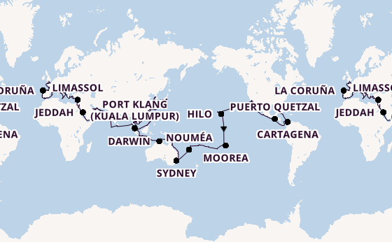 Round-the-World Trip from Miami, Florida, USA with the Vista