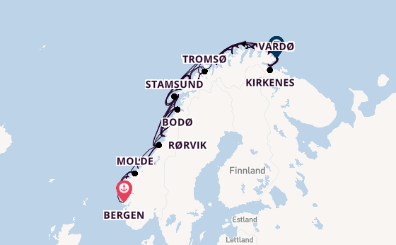 Norwegen ab Bergen, Norwegen auf der MS Nordlys