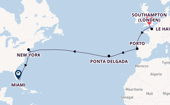 trans-Atlantisch vanaf Southampton (Londen), Engeland met de Norwegian Jewel