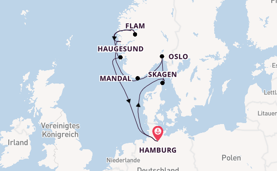 Norwegen ab Hamburg auf der VASCO DA GAMA