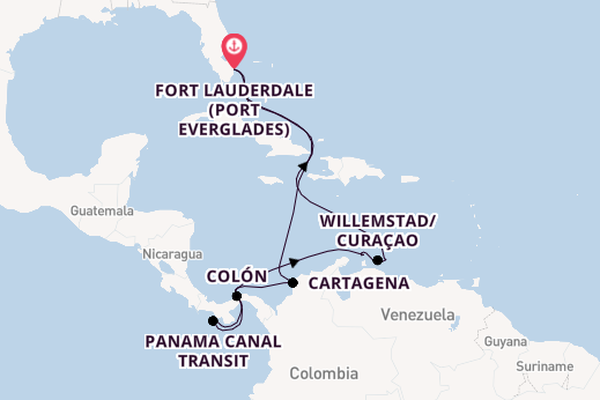 Southern Caribbean from Fort Lauderdale (Port Everglades), Florida, USA with the Celebrity Ascent