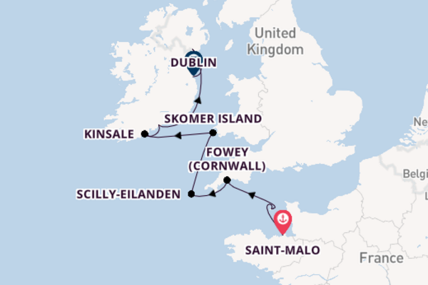 Britse Eilanden vanaf Saint-Malo, Frankrijk met de Le Lyrial