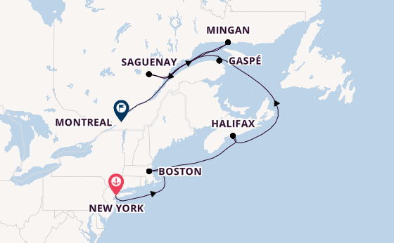 East Coast of America from New York, USA with the Viking Mars
