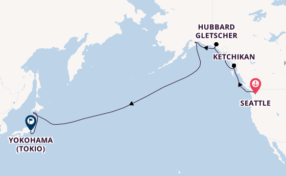 Transpazifik ab Seattle, USA auf der Norwegian Jade