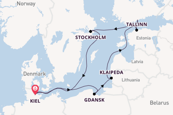 Europa vanaf Kiel met de Mein Schiff 1