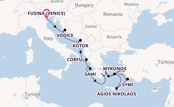 Eastern Mediterranean from Fusina (Venice) with the Seabourn Quest