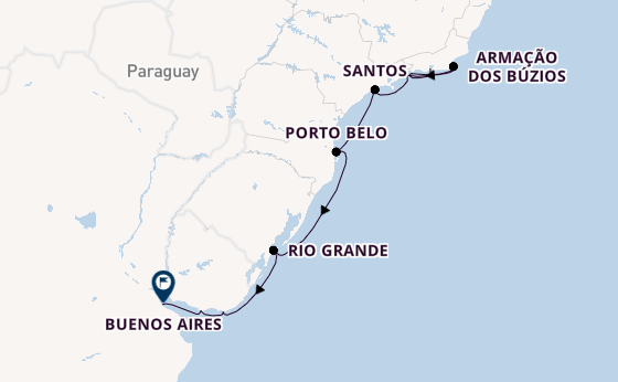 Zuid-Amerika vanaf Rio de Janeiro, Brazilië met de Aurelia