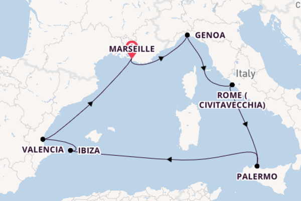 Western Mediterranean From Marseille with the MSC Seaview