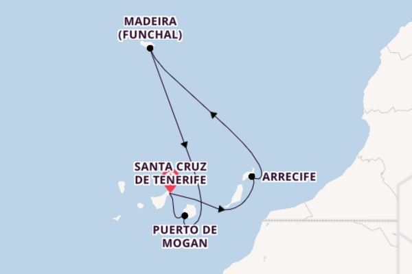 Canary Islands from Santa Cruz de Tenerife, Spain with the Azura