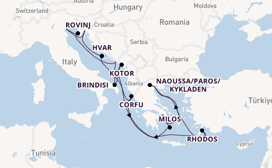 Oostelijke Middellandse Zee vanaf Athene (Piraeus), Griekenland met de EXPLORA II