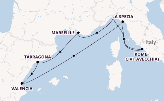 Western Mediterranean from Genoa, Italy with the MSC Magnifica