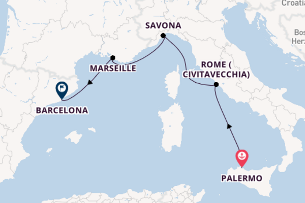 Western Mediterranean From Palermo with the Costa Toscana