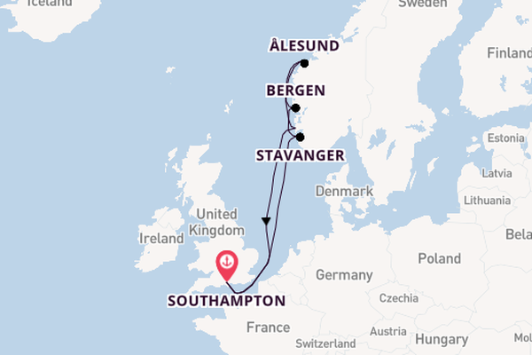 Norway from Southampton, England with the Queen Anne