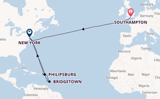 Transatlantic from Southampton, England with the Queen Mary 2