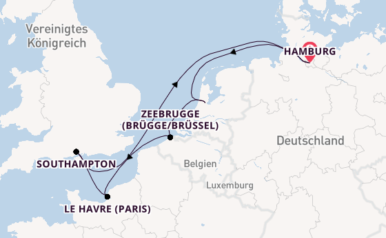 England ab Hamburg auf der MSC Preziosa