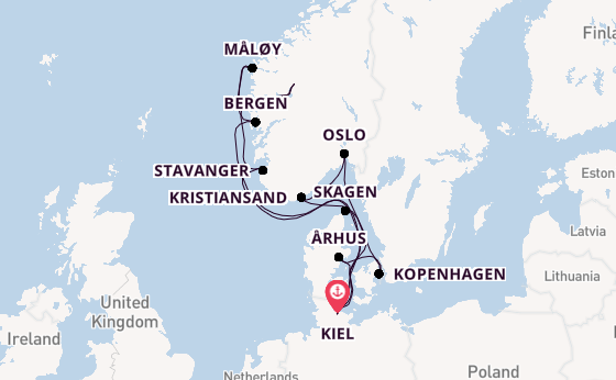Noorwegen vanaf Kiel, Duitsland met AIDAnova