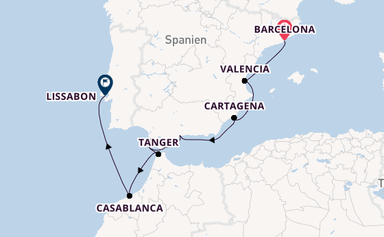 Westliches Mittelmeer ab Barcelona, Spanien auf der Silver Muse