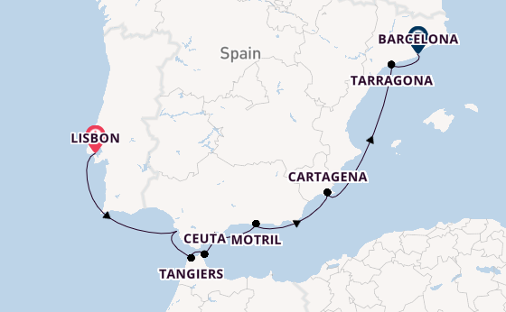 Mediterranean Sea from Lisbon, Portugal with the Seabourn Ovation 